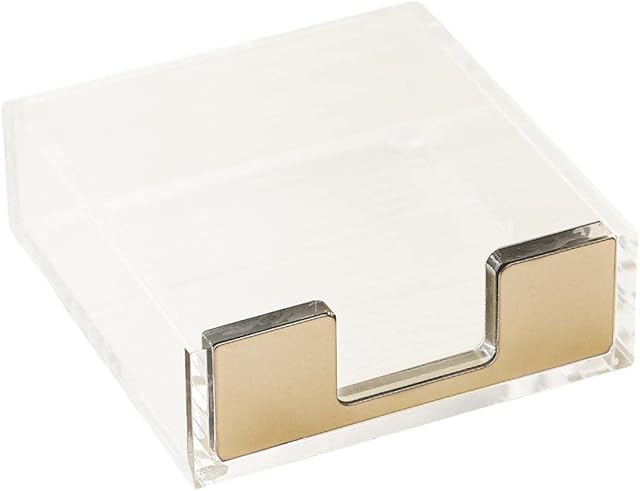 Clear Acrylic Sticky Notes Holder, Simple Office Supplies, Creative Dispenser Accessories, Storage for Office and Home School Drawer Desk, Gold