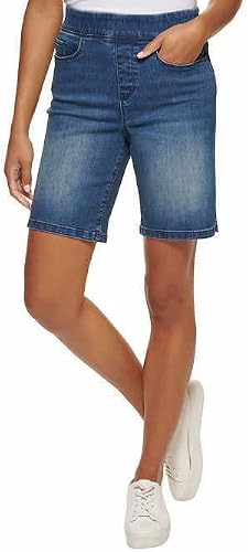 DKNY Jeans Womens Lightweight Pull On Bermuda Short (Small, Light Wash Denim)