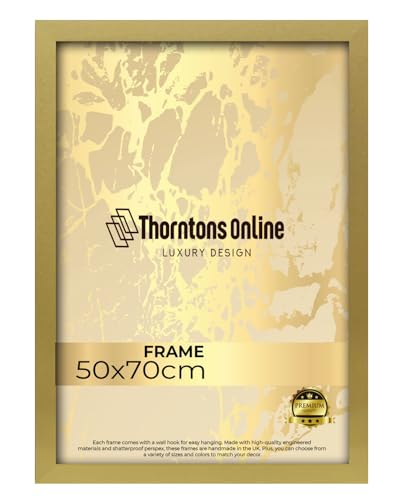 Poster Frame -Plain Gold 50x70cm mdf backing with both ways hanging hooks |Picture Photo frame 70x50cm |Acrylic front | Home & Office Decor