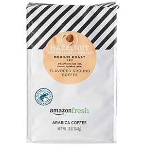 AmazonFresh Hazelnut Flavored Coffee, Ground, Medium Roast, 12 Ounce (Pack of 3)