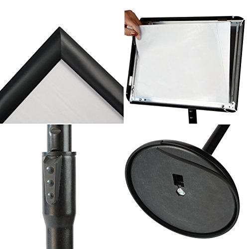 Klvied Heavy Duty Pedestal Poster Sign Stand, Adjustable Aluminum 11" X 17" Floor Standing Sign Holder For Both Vertical And Horizontal View, Black #TOP5