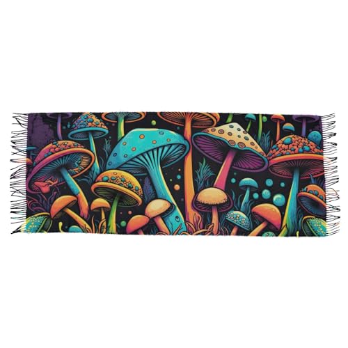 Scarf for Women Magical Mushrooms Pashmina Soft Cashmere Scarf Tassel Shawl Scarf Wraps Warm for Fall Winter 86×30 in3