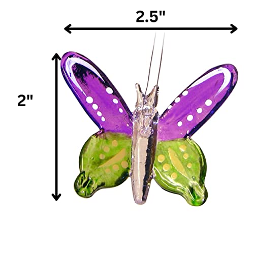 Butterfly Glass Window Decorations - 3-Piece Colorful Hand Painted Glass Butterfly Ornaments With Silver Cord For Hanging #TOP1