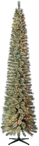 Home Heritage 9ft Stanley Slim Pre-Lit Pencil Christmas Tree – Ar...