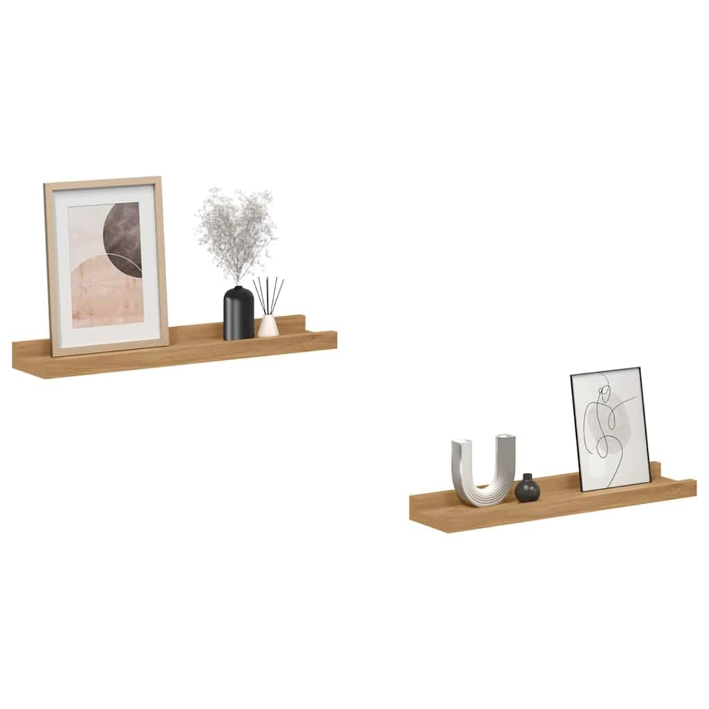 vidaXL Wall Shelf Wall-Mounted 2 pcs Brown 40 x 9 x 3 cm