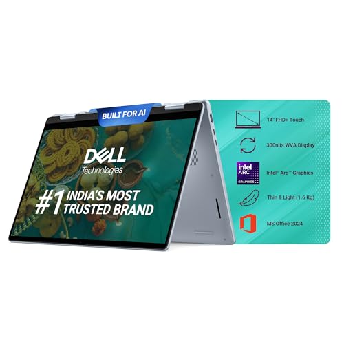New Dell 14 Plus 2-in-1 Touch Laptop, AI Enabled Intel Core Ultra 7 256V, 16GB LPDDR5X, 1TB SSD, Intel Arc Graphics, 14" FHD+ Touch 300nits WVA Display, Backlit Keyboard + FPR, Ice Blue, 1.61 Kg