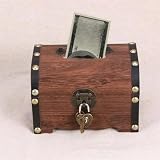 JoyousMall Cofre del tesoro de madera vintage con cerradura, caja de almacenamiento retro para objetos de valor, recuerdos, joyería, alcancía decorativa, banco de ahorros, oficina en casa