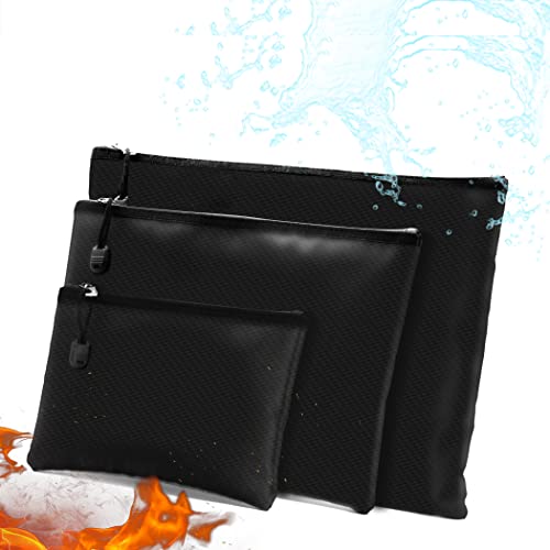 Feuerfeste Dokumententasche 3er Set Feuersichere wasserdichte Tasche Glasfaser Geldkassette für A4 A5 Dokumente Geld Passport Bargeld 13.5 cm x 20 cm/ 20 cm x 28.5 cm/ 32 cm x 23 cm Cover