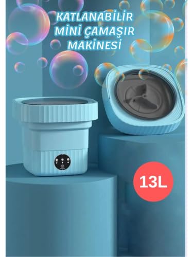 Katlanabilir Mini Çamaşır Makinesi, 13 L, Taşınabilir, Çamaşır Makinesi ve Kurutma Özellikli