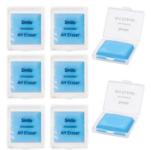 Smilo Kneaded Erasers for Artists, Blue Moldable Putty, 8-Pack