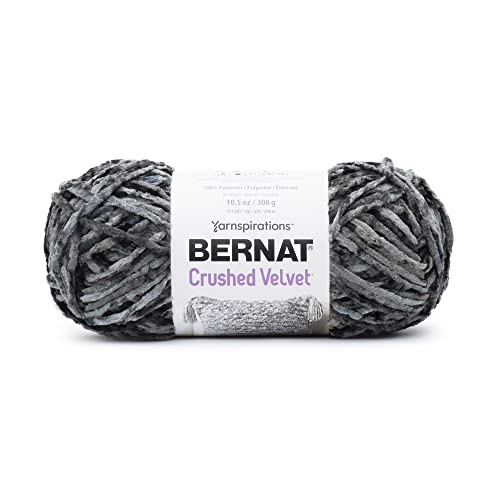 Image of Bernat Crushed Velvet Deep Gray Yarn - 2 Pack of 300g /10.5oz - Polyester - 5 Bulky - 315 Yards - Knitting /Crochet
