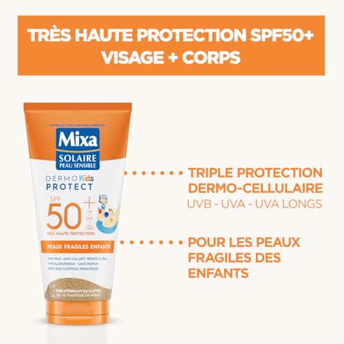 Crème Solaire Lait Enfant Spf 50+ Hypoallergénique Peau Sensible Dermo Protect Kids Mixa Le Tube De 175ml - vue 3