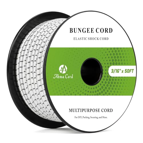 Abma Cord Bungee Cord 3/16in x 50ft Elastic Shock Cord Bungee Rope