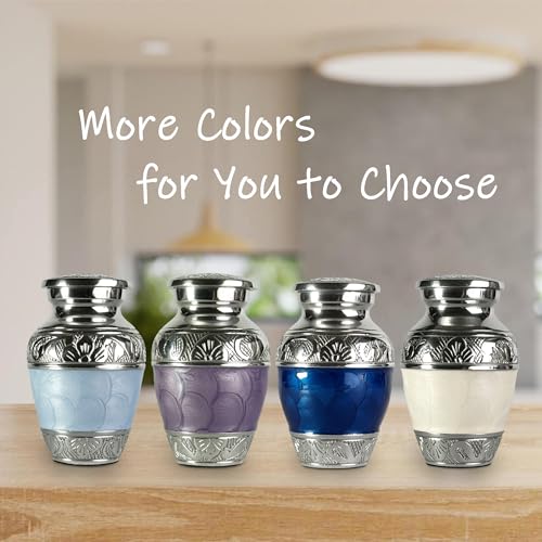 Image of Small Urn for Human Ashes Keepsake - Mini Urn for Ashes - Handcrafted Pearl White Keepsake Urns - Elegant Memorial Ash Holder