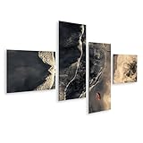 islandburner Bild auf Leinwand Kajak auf dem gewundenem Fluss von oben für Wohnzimmer Naturliebhaber Outdoor-Bekleidungsgeschäft Bilder Wandbilder Poster