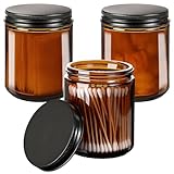 Vitreaux 8oz Amber Glass Jars with Airtight Lids (3 Pack) - Empty Candle Jars for Candle Making,Cosmetic Jars for Creams,Spice,Lotions & Salve