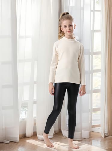 Girls Faux Leather Pants Stretch Leggings Tights Kids Pants2