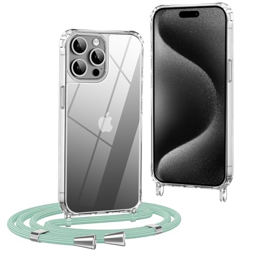OLEPHY Handykette für iPhone 15 Pro Max Hülle mit Band MatchaGrün