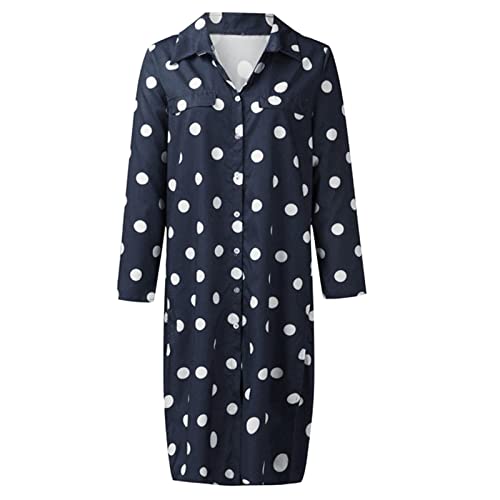 Vestido maxi feminino com estampa de bolinhas de verão vestido longo solto camisa vestido feminino m
