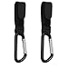 kwmobile Set de 2 ganchos - Mosquetones de aluminio para el cochecito bebé silla de paseo o carro de la compra - negro