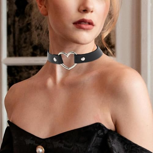Nanafast Heart Choker Necklace for Women Adjustable PU Leather Punk Necklace Gothic Black Choker Collar Necklace Jewelry for Party Cosplay Decorations3