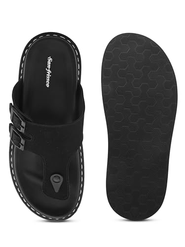 Image of San Frissco Men's Sandals with Round Toe | Perfect Fit for Summer and Rainy Season Anti-Slippery with PU Footbed Easy to Walk Slipper, Chappal | Stylish Casual Comfortable Floaters for Men