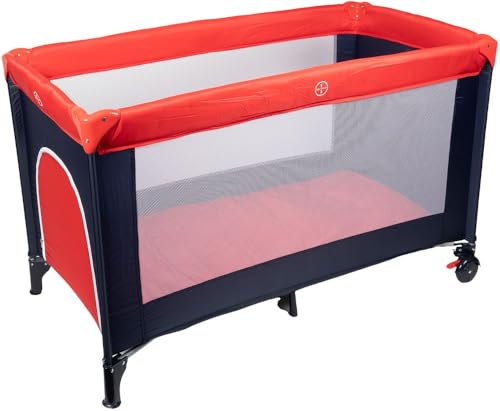 Mondo Tuo 795.6 Lettino da Viaggio Pieghevole con 2 Ruote, blu, rosso