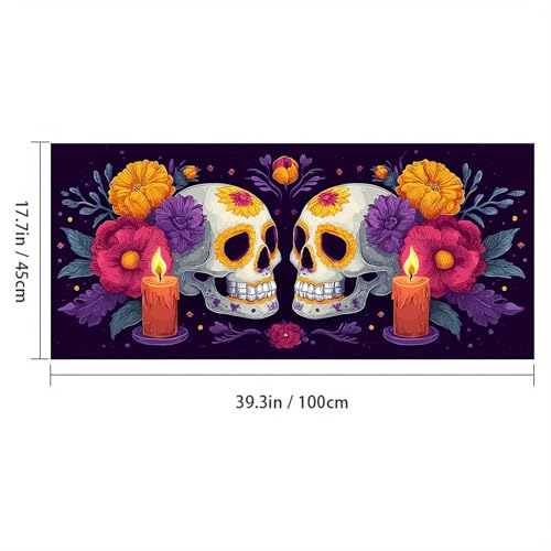 Vinilo decorativo para ventana calavera Día de Muertos 39.37×17.71 pulg miniatura 3