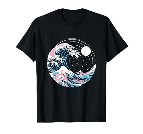 Orgullo transgénero LGBTQ Trans Flag Japanese Wave Art LGBT Camiseta
