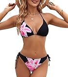 Stile bikini brasiliano: Aspetto con disegno di stampa floreale, ti porta ultra chic e adorabile. Cravatta laterale e fondo bikini completamente foderato ti rende più affascinante