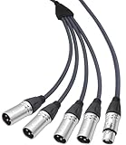 HUALEU 2Feet 3Pin XLR 1 Female to 4 Male Y Splitter Audio Cable,4Way-1 XLR Single Input to Four Output Parallel Connection Cable for Microphone, Audio Player, Power Amplifier, Mixing Console DMX