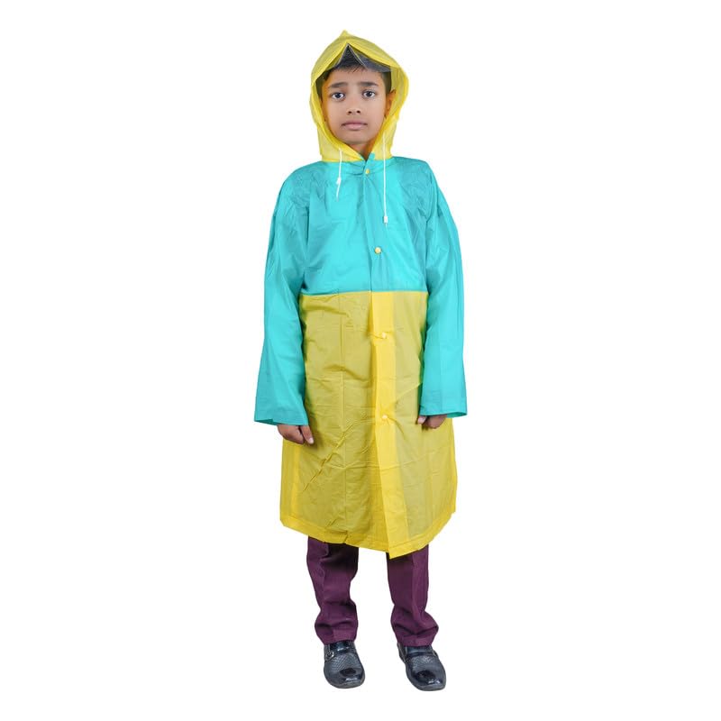 Kids PVC Waterproof Long Sleeves Stardash Adjustable Hooded & Button Raincoat For School Kids Boys & Girls|Rainy Weather_Pack Of 01-image-9
