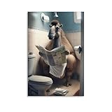 Vintage-Kunst, Kamel, sitzend auf Toilette, Zeitung, 