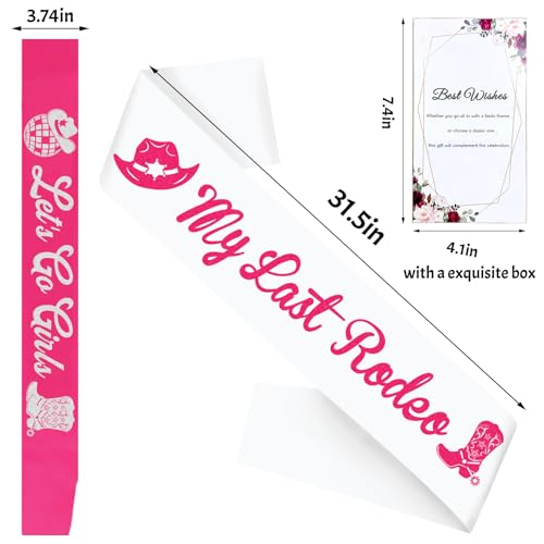 7 Pcs Disco Cowgirl Bachelorette Party Sashes, Hot Pink Cowgirl Bride Sashes for My Last Rodeo Bachelorette Party Decorations Western Cowgirl Theme Bridal Shower Party Supplies Gifts Jokes and Favors by JXYCBZYing - Used condition - Image 3