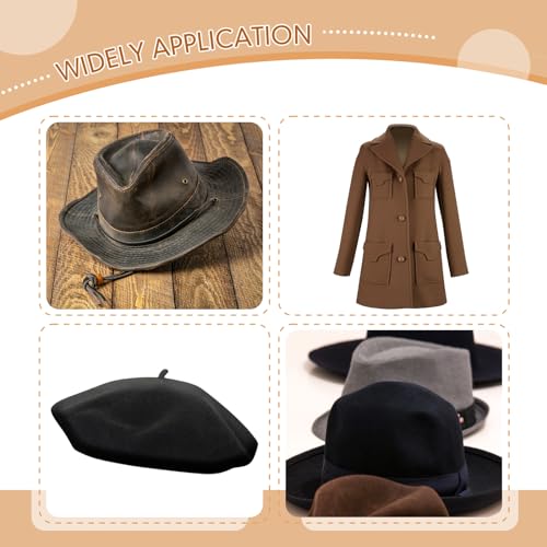 Image of Patelai 2 Pcs Horsehair Felt Hat Brush Kit Hat Cleaning,Brown,Superba | Cowboy Hat Brush with Cleaning Sponge Lint Brush Remover Dust for Shoes Furniture Suits Clothes