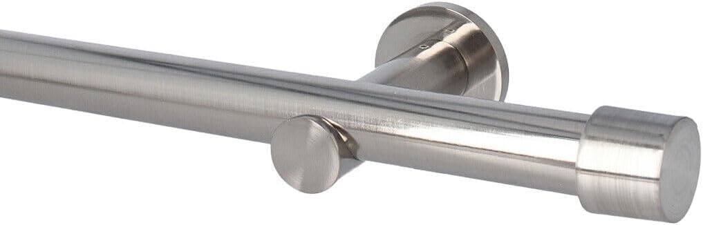 Kit Tringle à Rideau Métal Ø25 Mm Albana 160 Cm - Acier Inoxydable Look, Fixation Murale Moderne