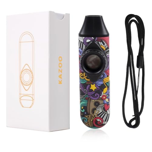 Image of HASTHIP Kazoo Musical Instruments for Kids and Adults Graffiti Style Kazoo Musical Instrument, Fashion Tunable Kazoos Instrument with 5Pcs Membrane, Lanyard, Playing Instructions, Storage Case