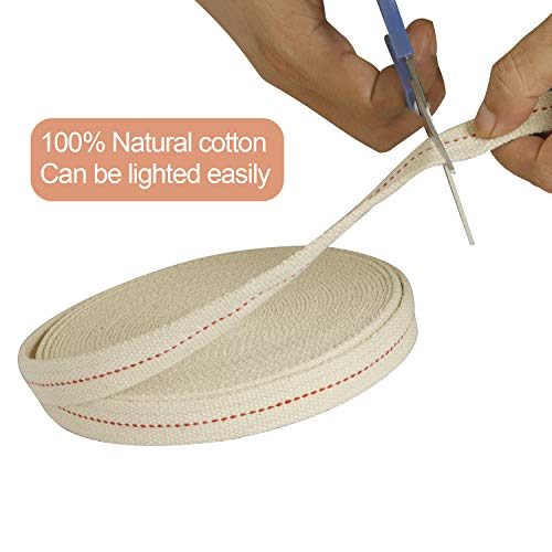 Zoenhou 3/4 Inch 33 Feet Cotton Oil Wicks, Oil Lamp Wick With Red Stitch Replacement Oil Lanterns Wick For Kerosene Burner Lighting Or Paraffin Oil Based Lanterns #TOP2