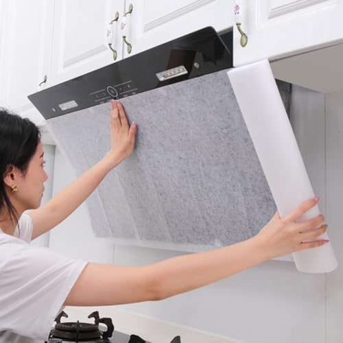 Papier filtre non tissé réutilisable pour hottes de cuisine 5 m ou 10 m de long pour application de barrière de graisse (45 cm x 43 cm)