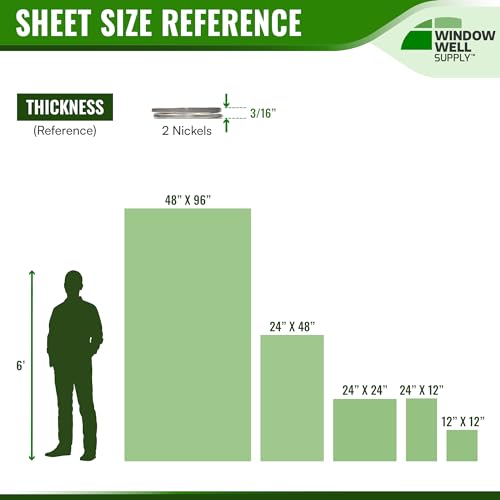 Window Well Supply - Clear Polycarbonate Sheet, Heavy-Duty Polycarbonate Panel, Thick, Hard Plastic Sheets, .177\" Thick, for Durable Use 36 L x 36 W x 3/16\" Thickness - Thumbnail 6
