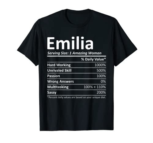 EMILIA Nutrition Nom personnalisé Idée de cadeau de Noël amusante T-Shirt