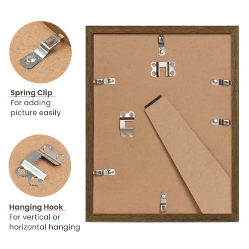 Image of upsimples 8.5 By 11 Picture Frame Solid Wooden, Nursery Decor, 1Pcs Brown | 100% Solid Wood, Fit 6x8 with Mat and 8.5x11 Photo, Wall Decor or Tabletop Display, Safe For Nursery Kids Room