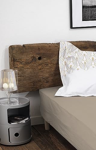 HOME LINGE PASSION, Dark Beige Fitted Sheet 160 x 200 + 35 cm 100% Cotton 57 Thread Count (Label Oeko-TEX Label) - Image 2