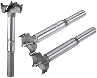 sourcing map Forstner Wood Boring Drill Bits 17mm 18mm 19mm Dia. Hole Saw Carbide Alloy Steel Tip Round Shank Cutting for Hinge Plywood Wood Tool 3in1 Set