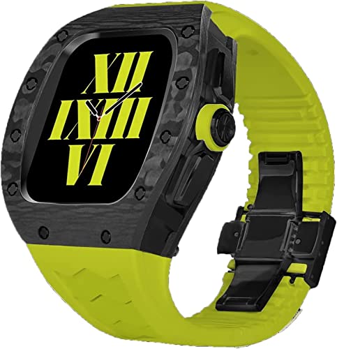 Bracelet en fibre de carbone luxe pour iWatch 45mm en métal et fluorocaoutchouc