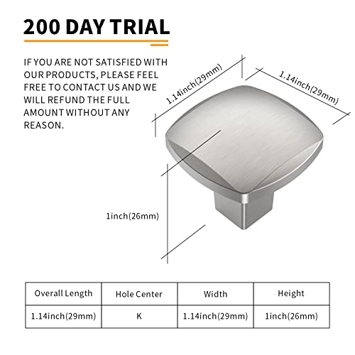 Aootoch 10 Pack 1 Inch Brushed Nickel Cabinet Knobs Drawer Knobs Kitchen Cabinet Knobs Square Cabinet Knobs Knobs For Cabinets Satin Nickel Dresser Knobs Knobs For Dresser Drawers #TOP2