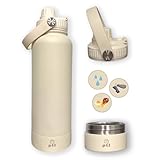 PTL 32oz Insulated Double-Wall Stainless Steel BPA-Free Water Bottle with Storage for Dog Water Bowl, Essentials, Vitamins, Keys