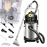 Oiyekntd Teppichreinigungsgerät, Nass- und Trockensauger aus Edelstahl, tragbares Gerät zur Tiefenreinigung von Teppichen, Sofas und Vorhängen, Multifunktionsgerät mit 7 m langem Kabel und Rädern 20L