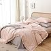 JANZAA Full Size Comforter Pink Comforter Set 3PCS 1 Ruffled Comforter Set and 2 Pillow Cases Blush Pink Bed Set Vintage Farmhouse Shabby Chic Bedding Soft All Season