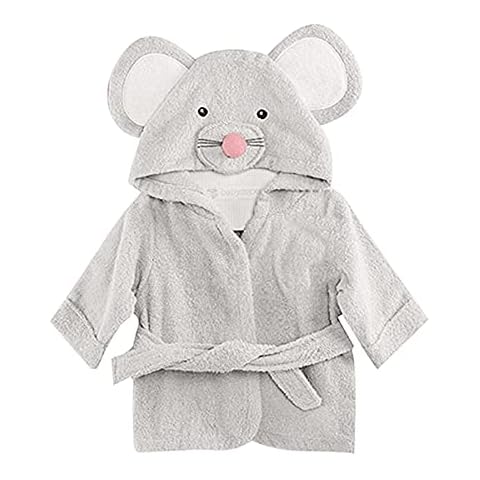 MOMSIV Unisex Infant Baby Baumwolle Maus mit Kapuze Badetuch Bademantel, grau Cover